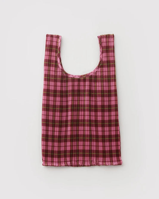 Pleated Baggu | Azalea Pink Tartan