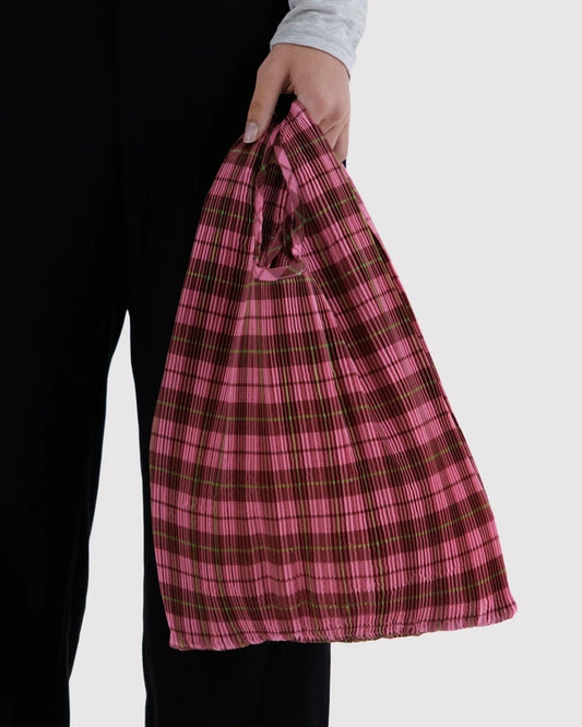 Pleated Baggu | Azalea Pink Tartan