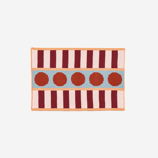 Stripe Dot Mini Rug | Ruby