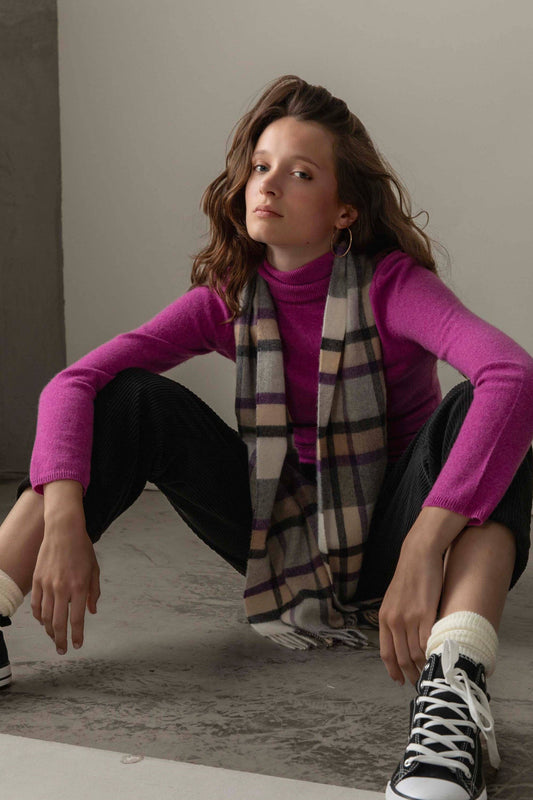 Cashmere Scarf | Princeton Lavender Check