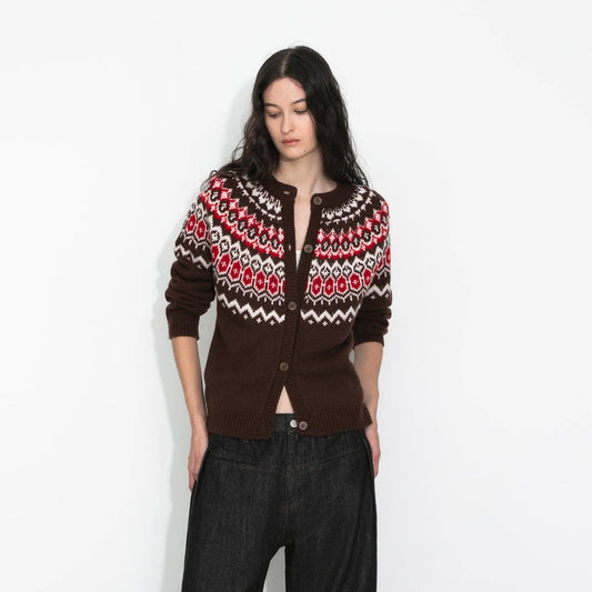 Fair Isle Knit Cardigan | 100% Wool