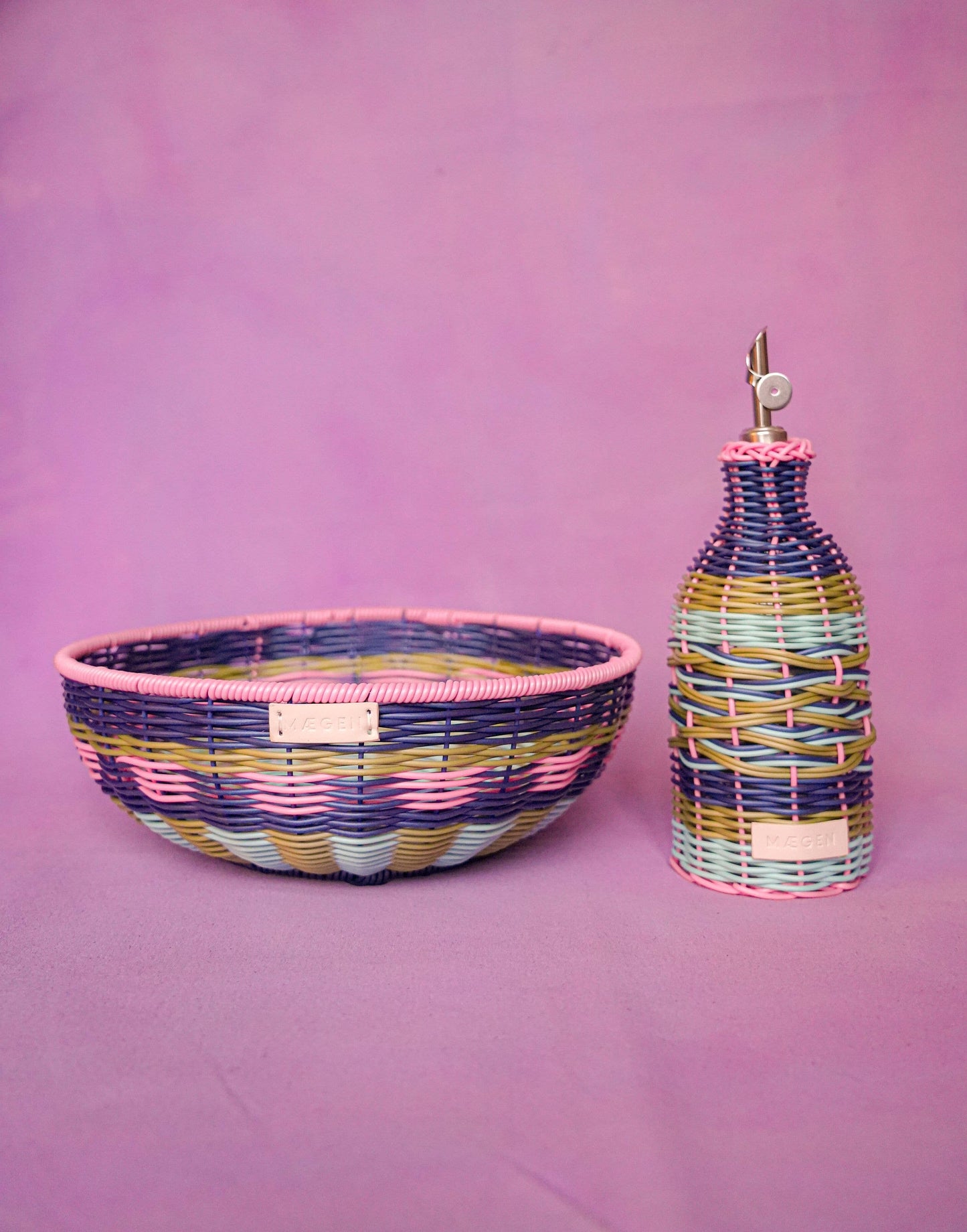 Oil Decanter | Pink & Navy