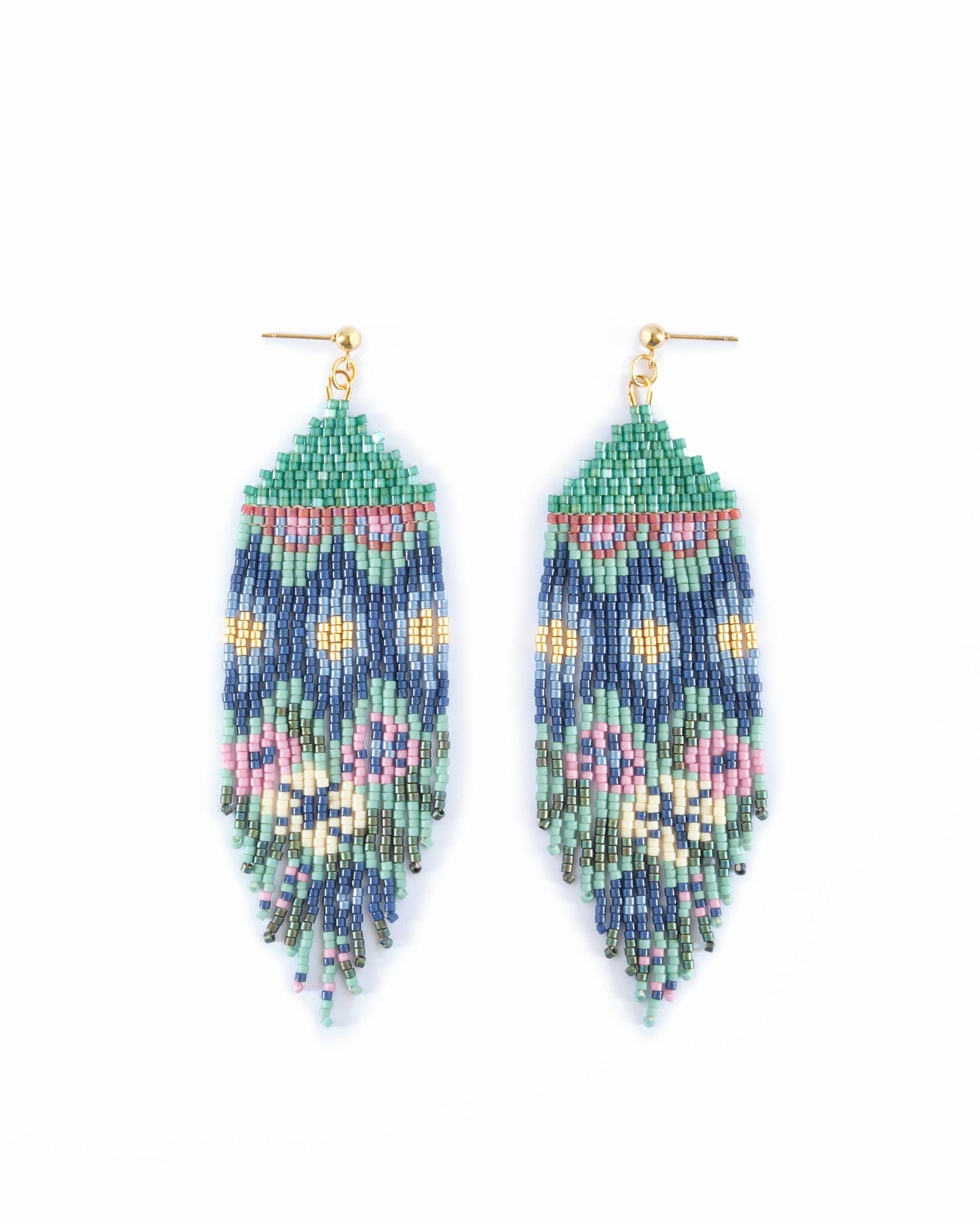 Beaded Handwoven Huipil Fringe Earrings | Galactic Dream