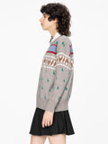 Geometric Patterned Jacquard Knit Sweater