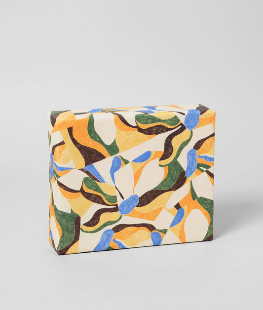 Floral Motif Yellow Gift Wrap | 1 Sheet