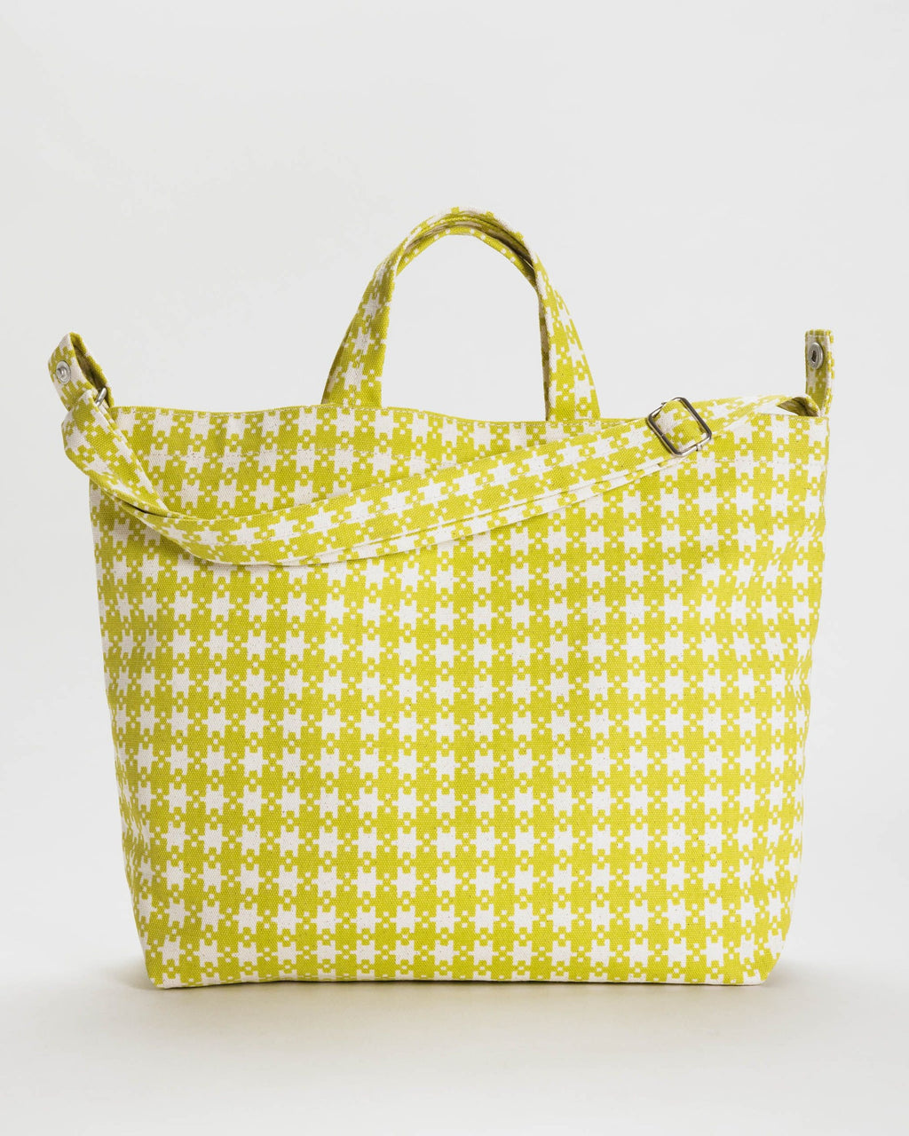 Horizontal Zip Duck Bag | Chartreuse Pixel Gingham