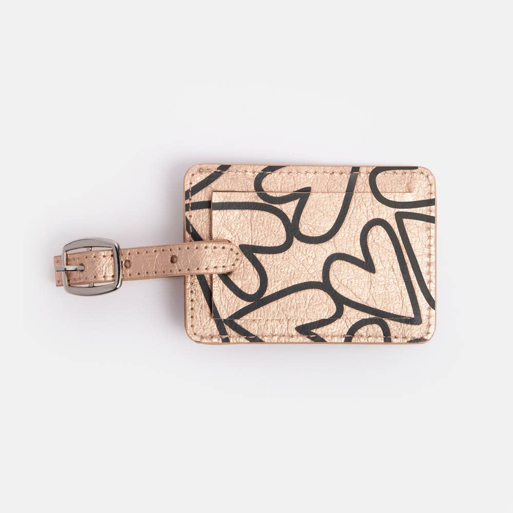 Luggage Tag | Rose gold hearts