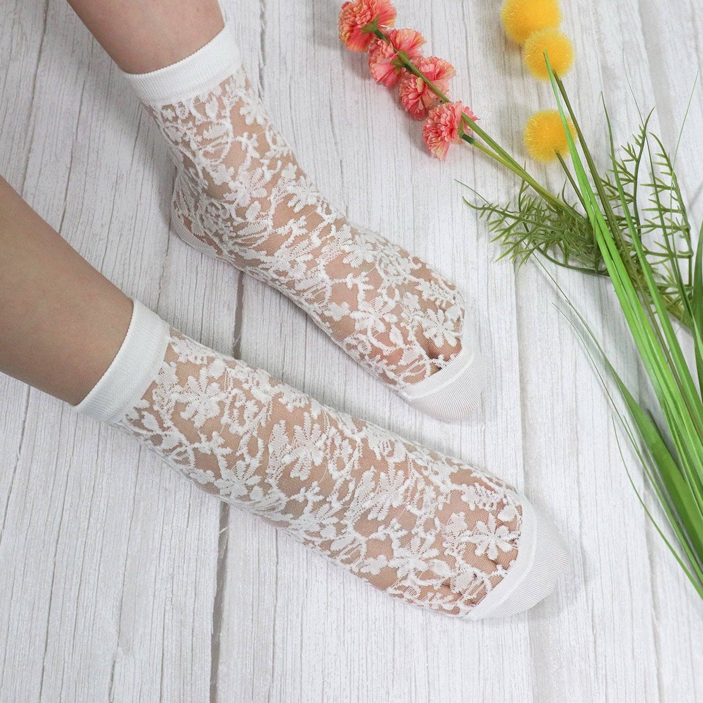 Women's Crew Sock | Sheer Patterned