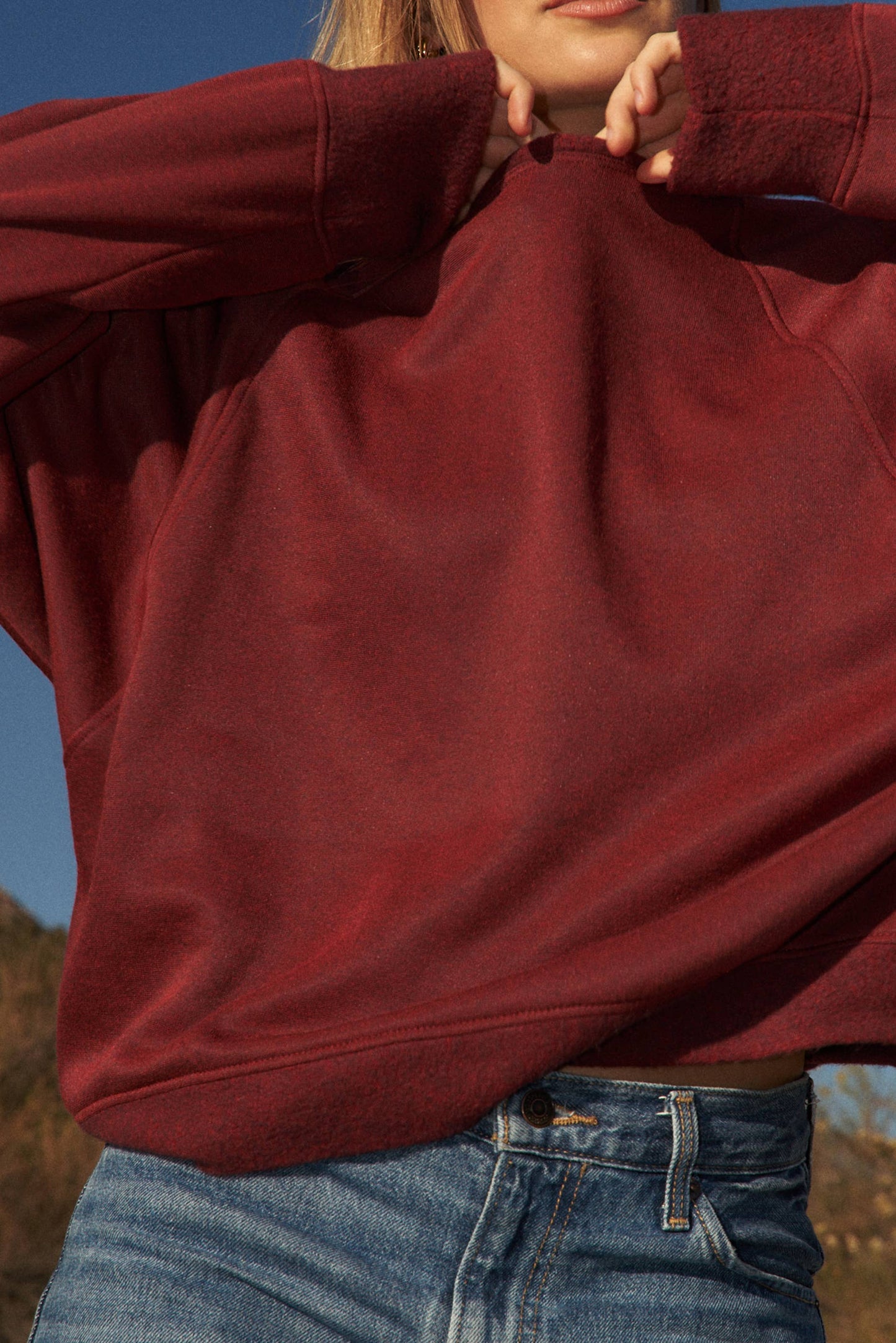 Kissed Fleece Raglan | Mulberry