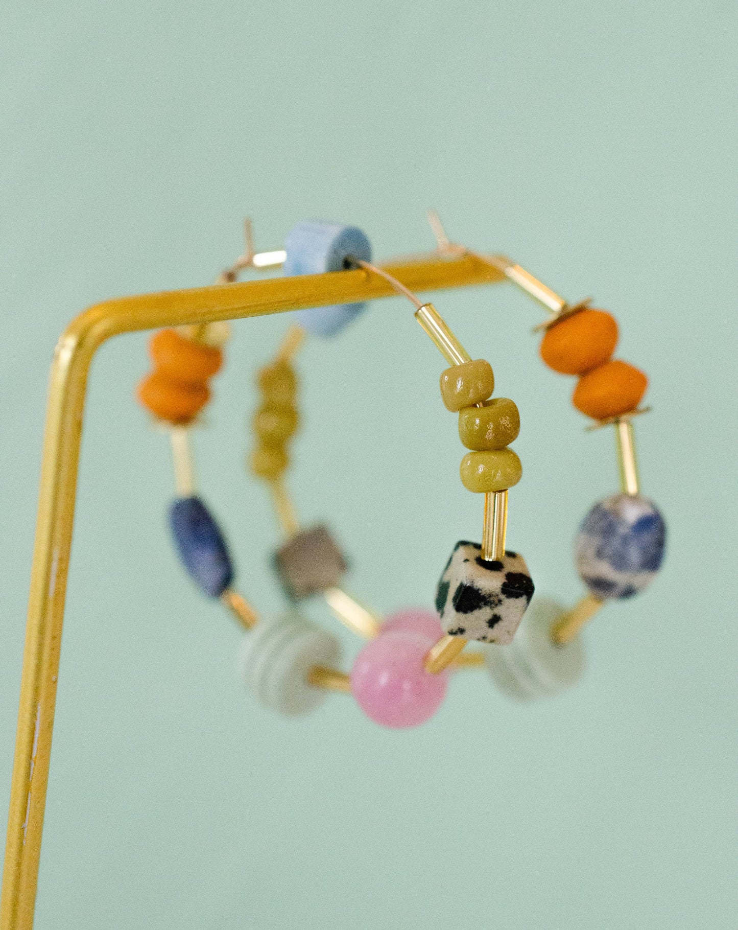 Colorful Beaded Hoop Earings