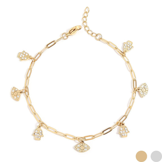 Hamsa & Evil Eye Charm Bracelet | more colours avail