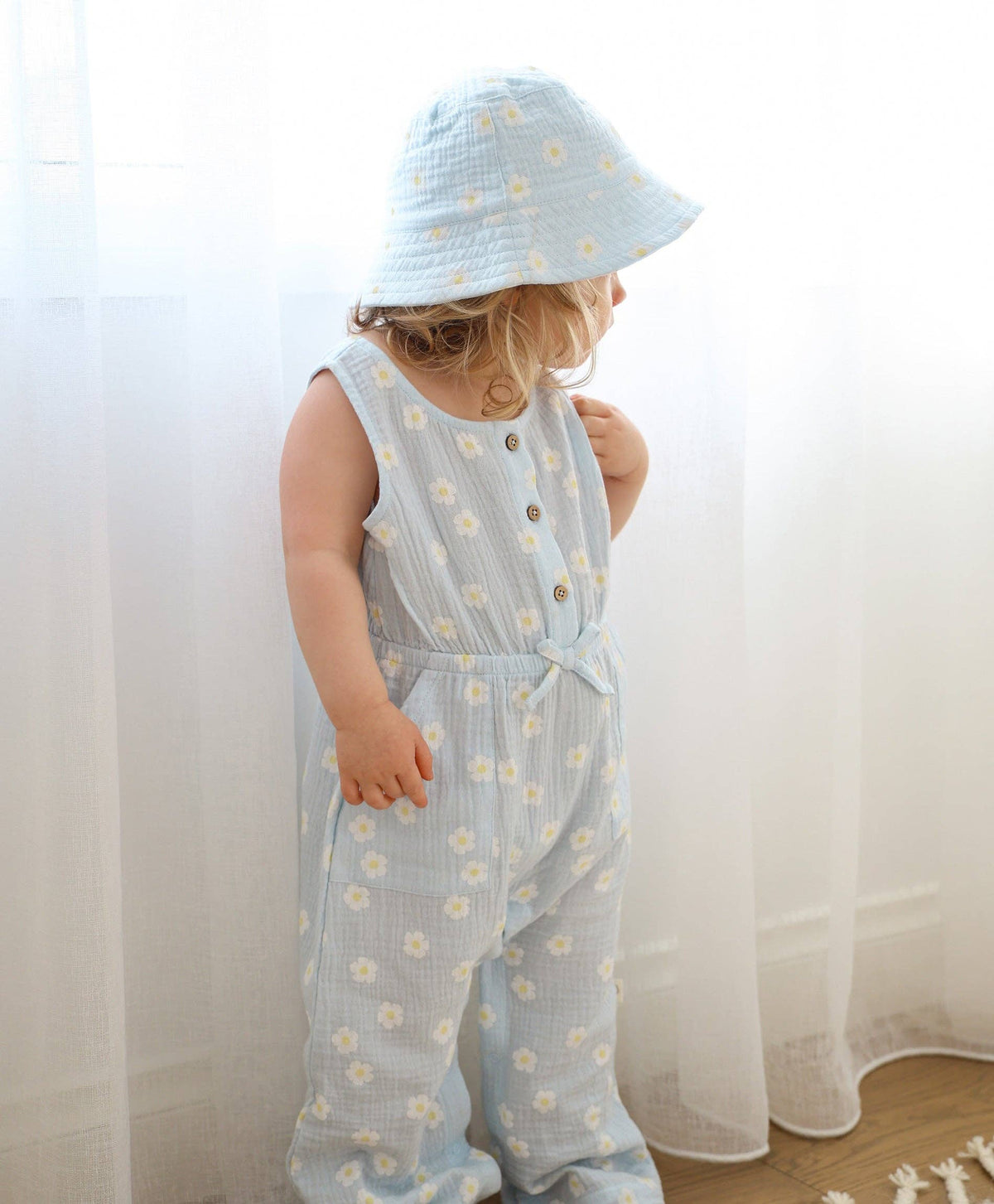 Cotton Muslin Bucket Hat | Daisy Blue