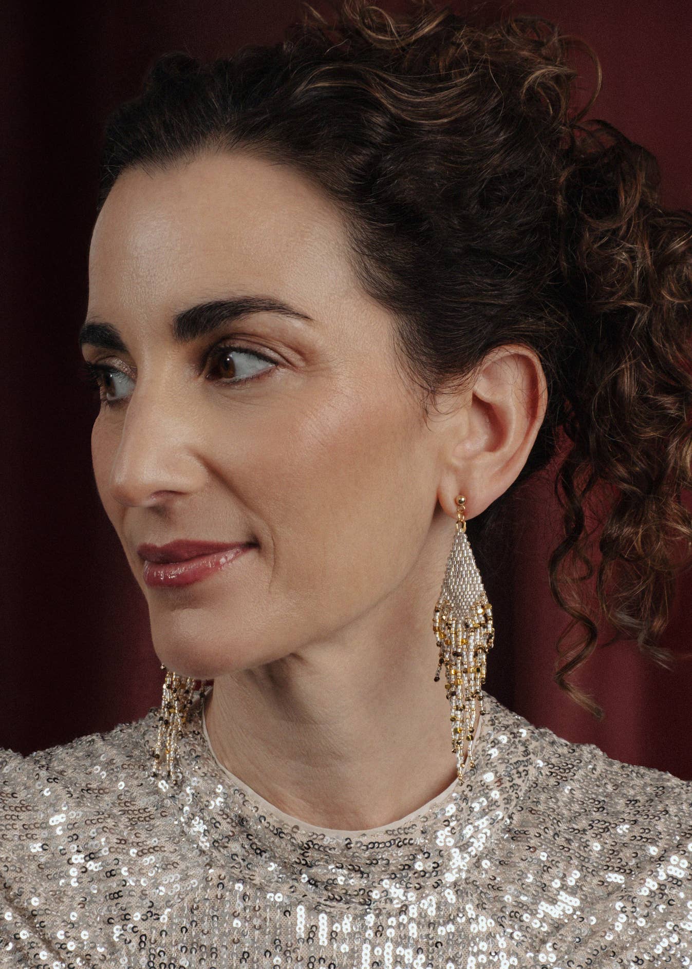 Beaded Fringe Earrings | Starlight