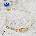 Dainty Hamsa Evil Eye Bracelet | Gold + Crystal