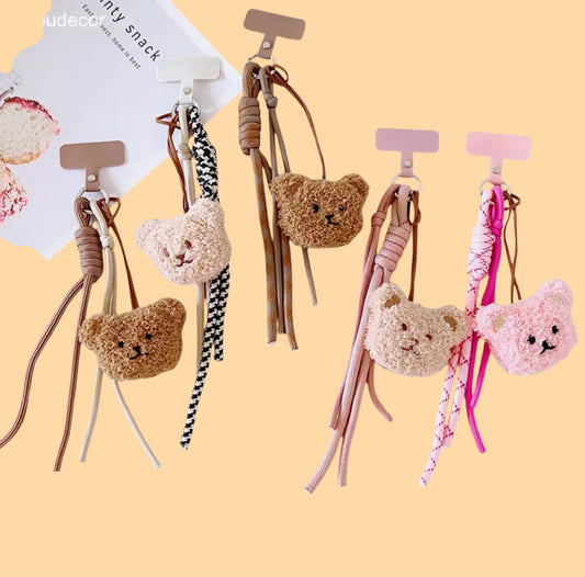 Teddy Bear Phone Strap & Plate | Various Colours