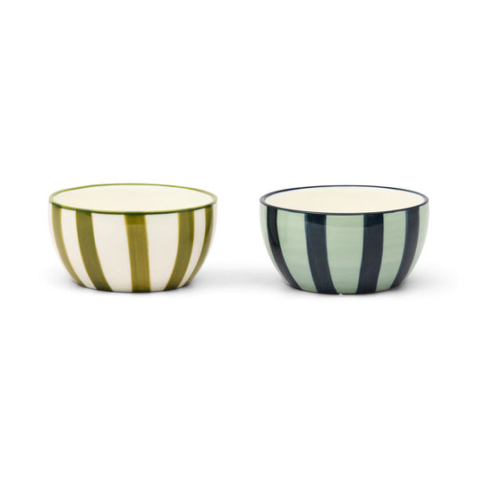 Bella Dipping Bowl Set | Green & Blue Stripe