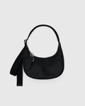 Small Recycled Leather Crescent Bag | Black