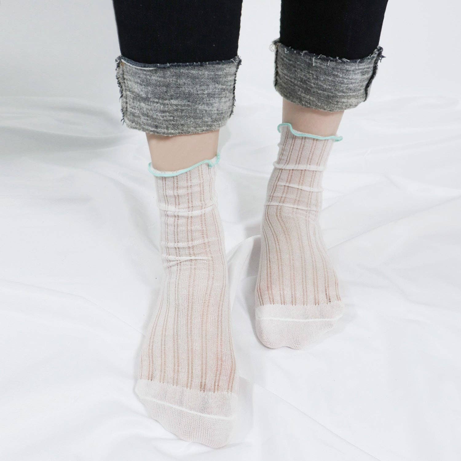 Women's Crew Sock | Sheer Ruffle