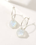 Silver Geometry Mini Hoop Earrings | Moonstone