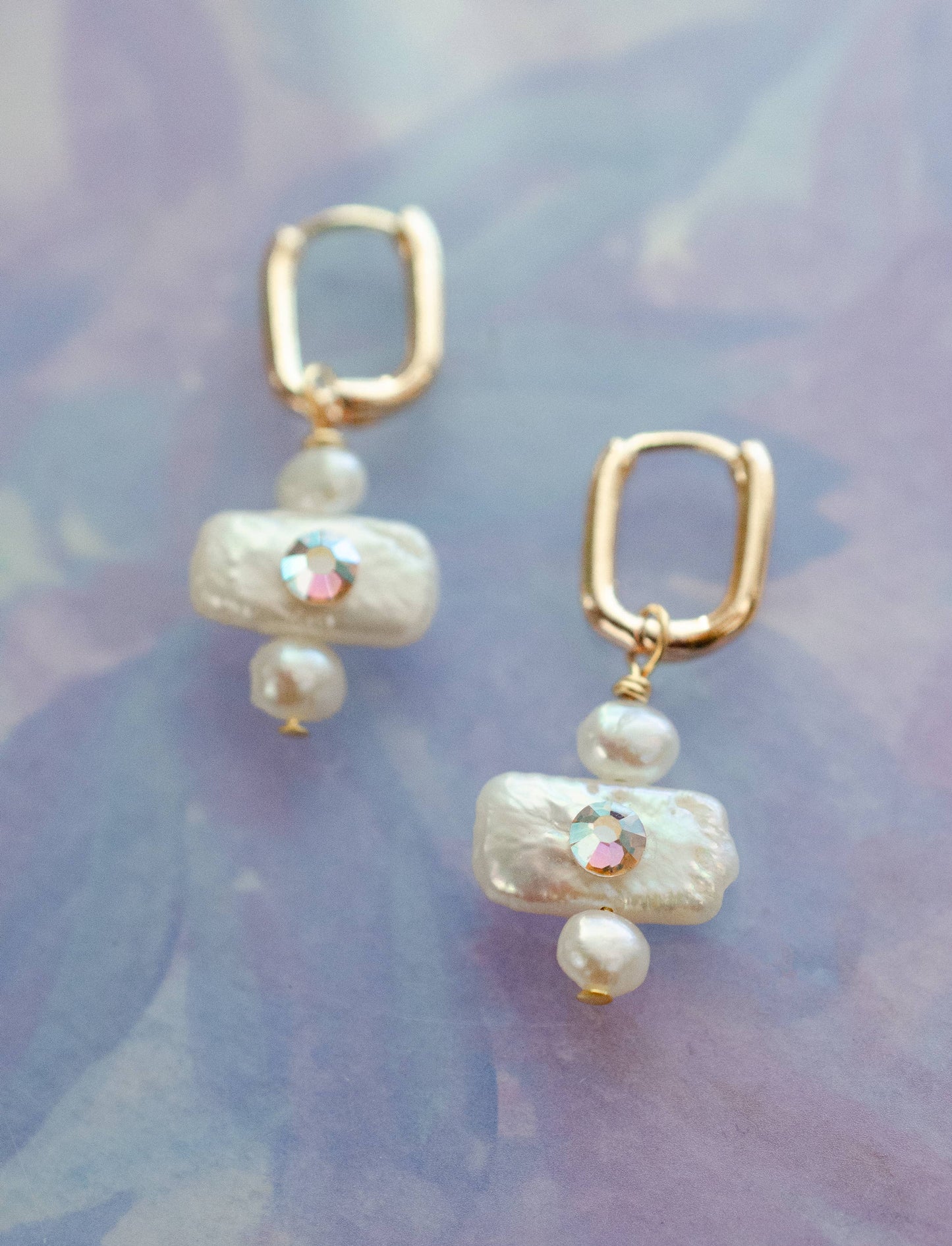Maris | Rhinestone Pearl Hoop Earrings