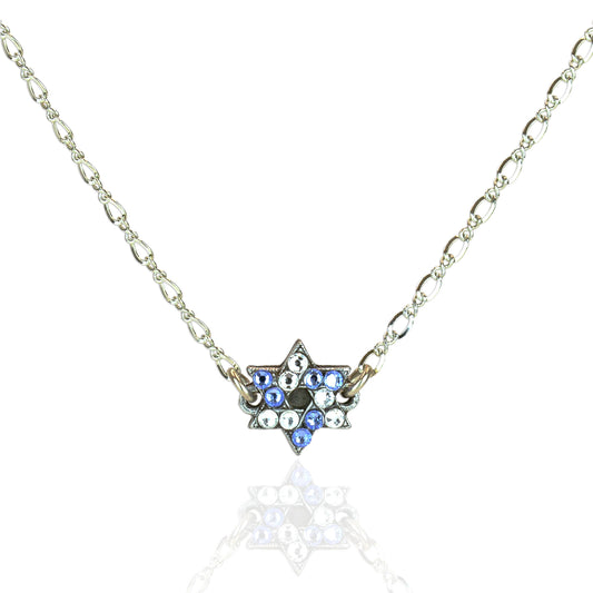 Light Blue Sapphire Star of David Crystal Necklace