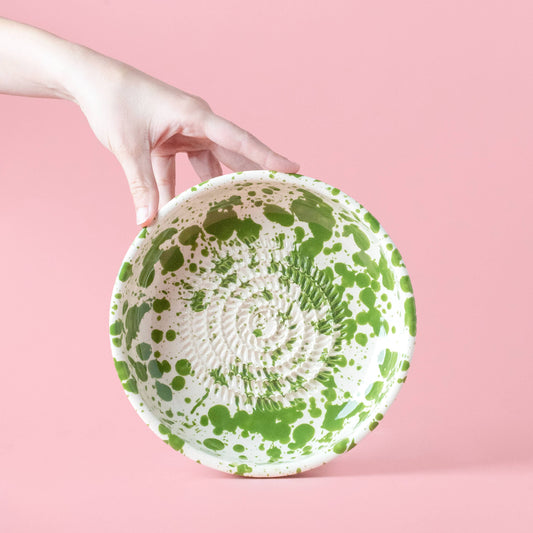 Large Pottery Grater Plate | Moss