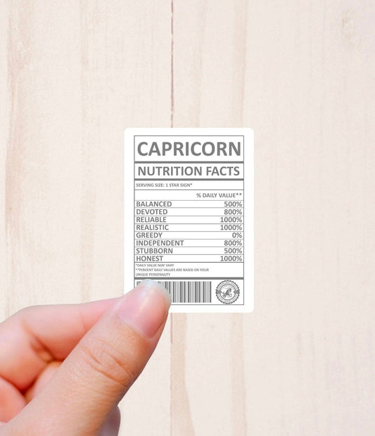 Zodiac Signs, Nutritional Facts, Vinyl Sticker