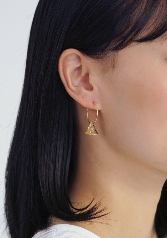 Mini Hoop Tri-crystal Yellow | Gold