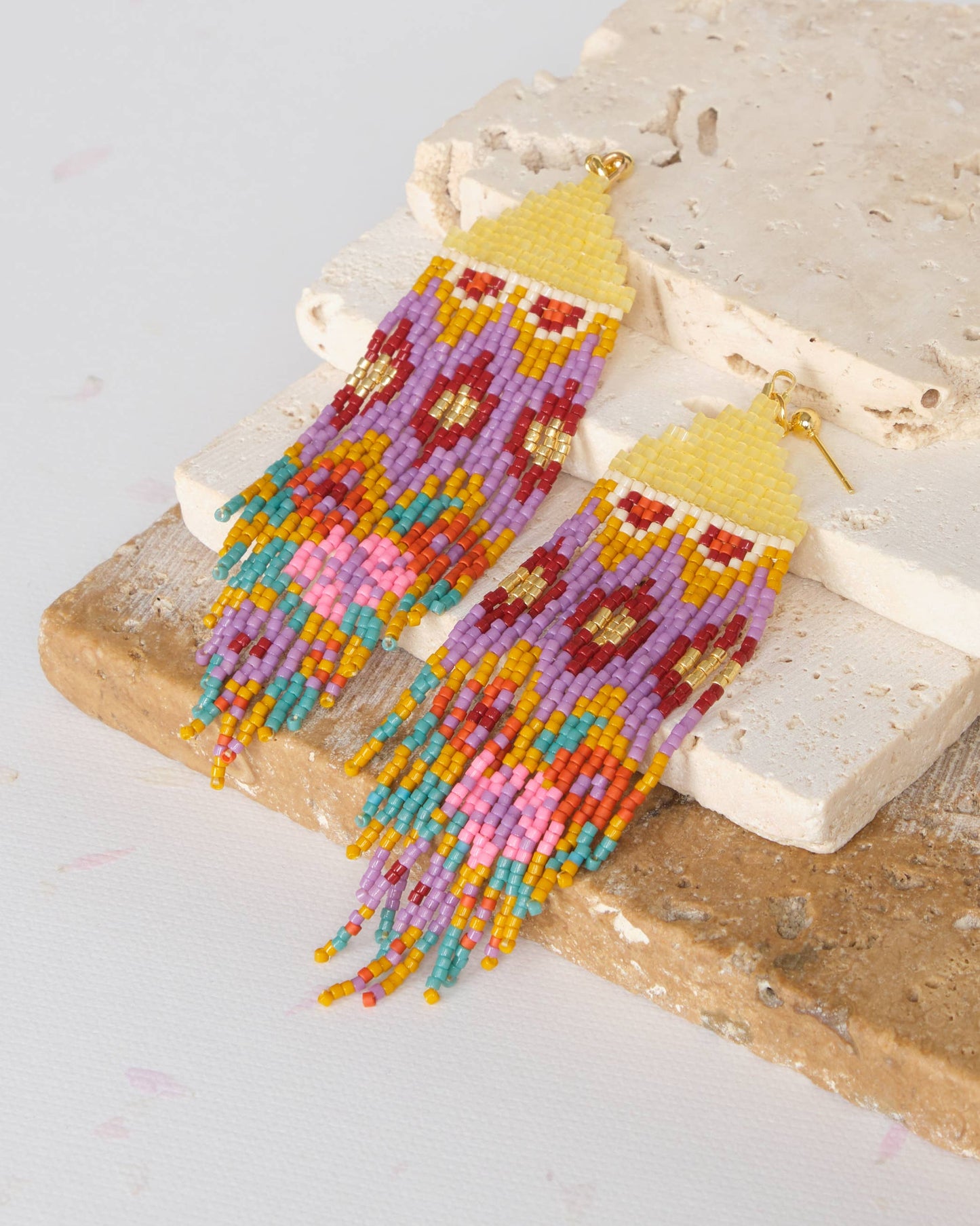 Beaded Huipil Fringe Earrings | Warmed Earth