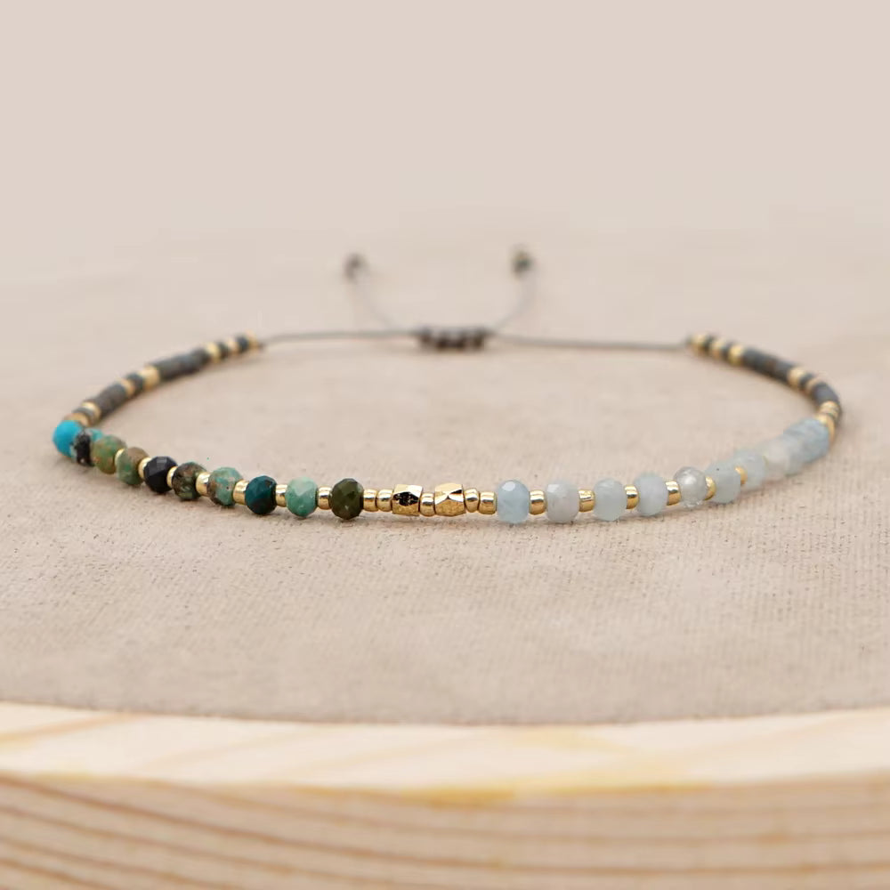 Pastel Gold Bead Slider Bracelet | Various Colours