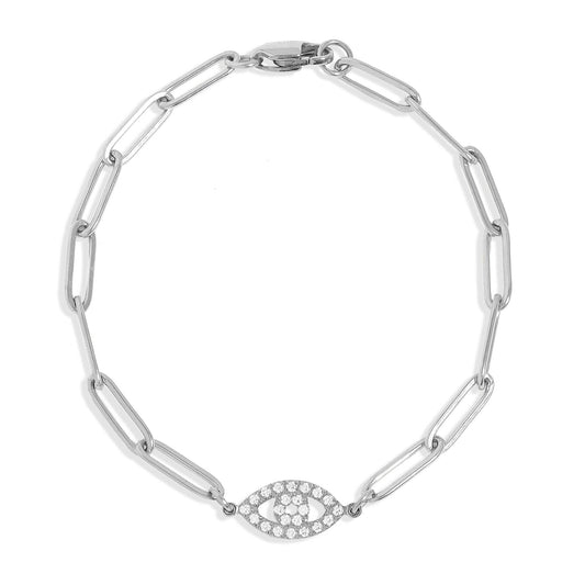 Evil Eye Paperclip Chain Bracelet | More colours avail