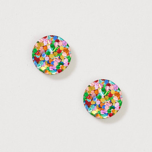 Mini Circle Stud Earrings | Rainbow