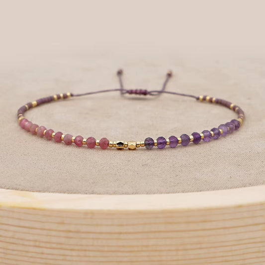 Pastel Gold Bead Slider Bracelet | Various Colours