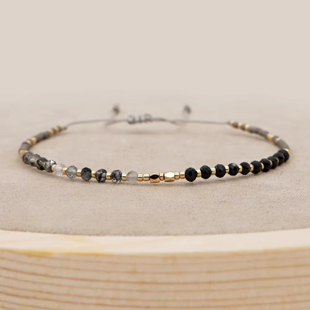 Pastel Gold Bead Slider Bracelet | Various Colours