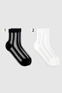 Women's Crew Sock | Sheer Stripe Lace