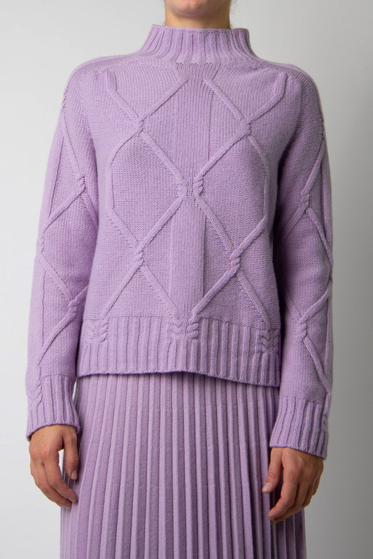 Braided Turtleneck Knit Sweater