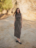 The Sab Skirt | Plaid Crinkle Midi Skirt