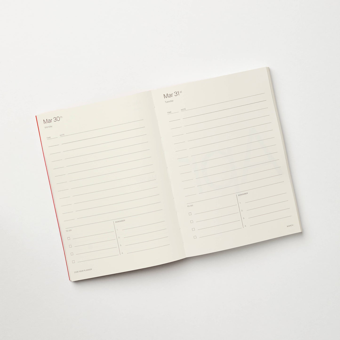 Red 2026 Planner | Day per page