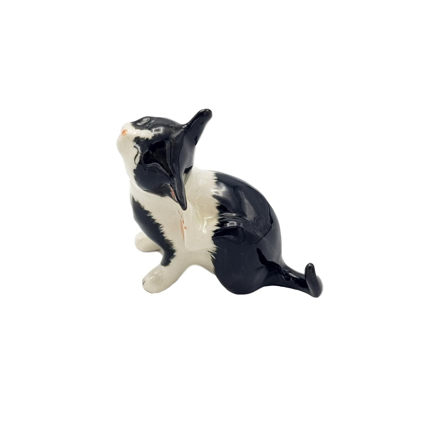 Ceramic Scratching Black & White Cat