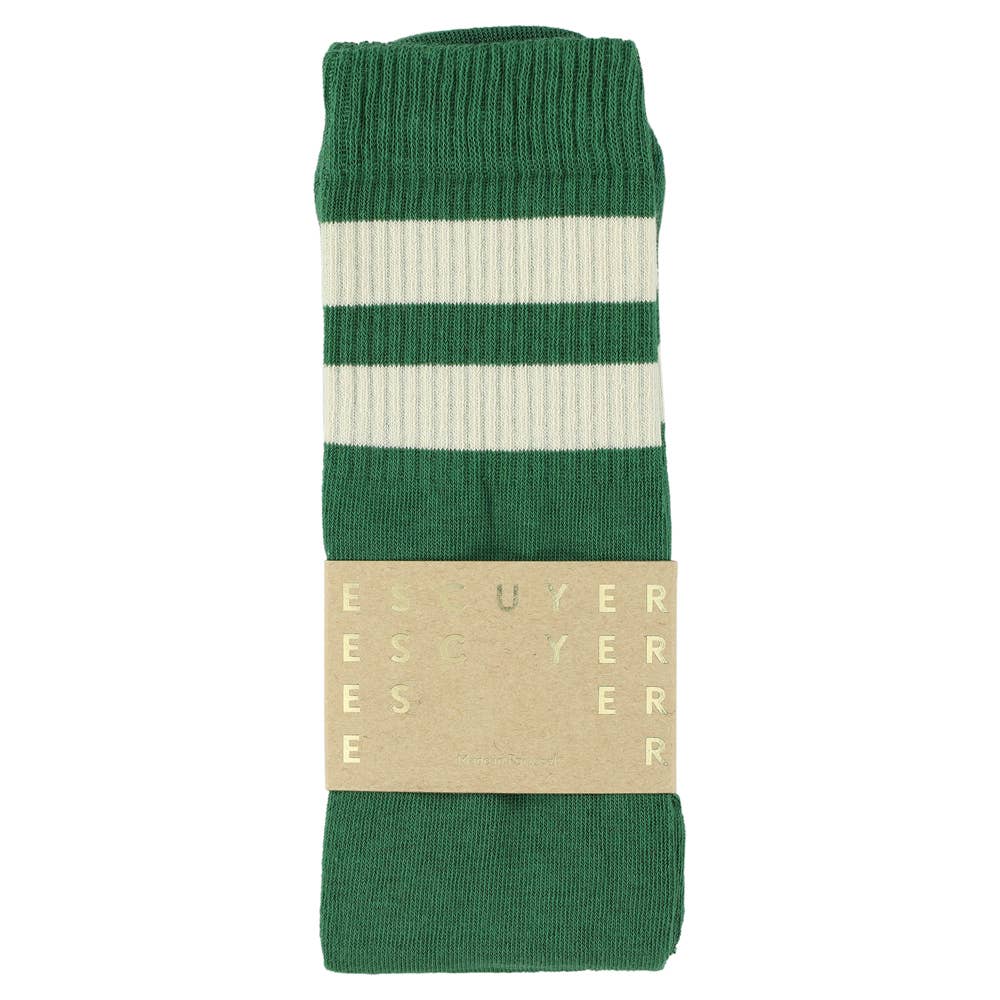 Unisex Tube Socks | Green & Ecru