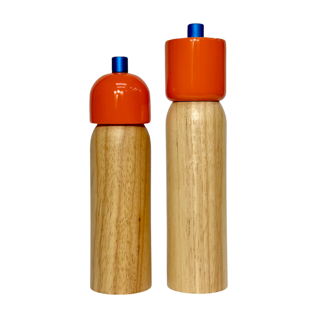 Large Salt & Pepper Grinder | Orange & Blue