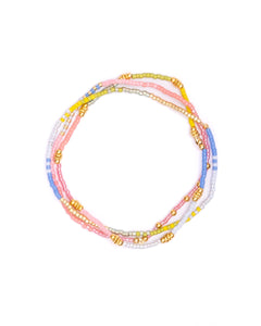 Pink Citron Blue Miyuki Beaded Stretch Bracelets | Set of 3