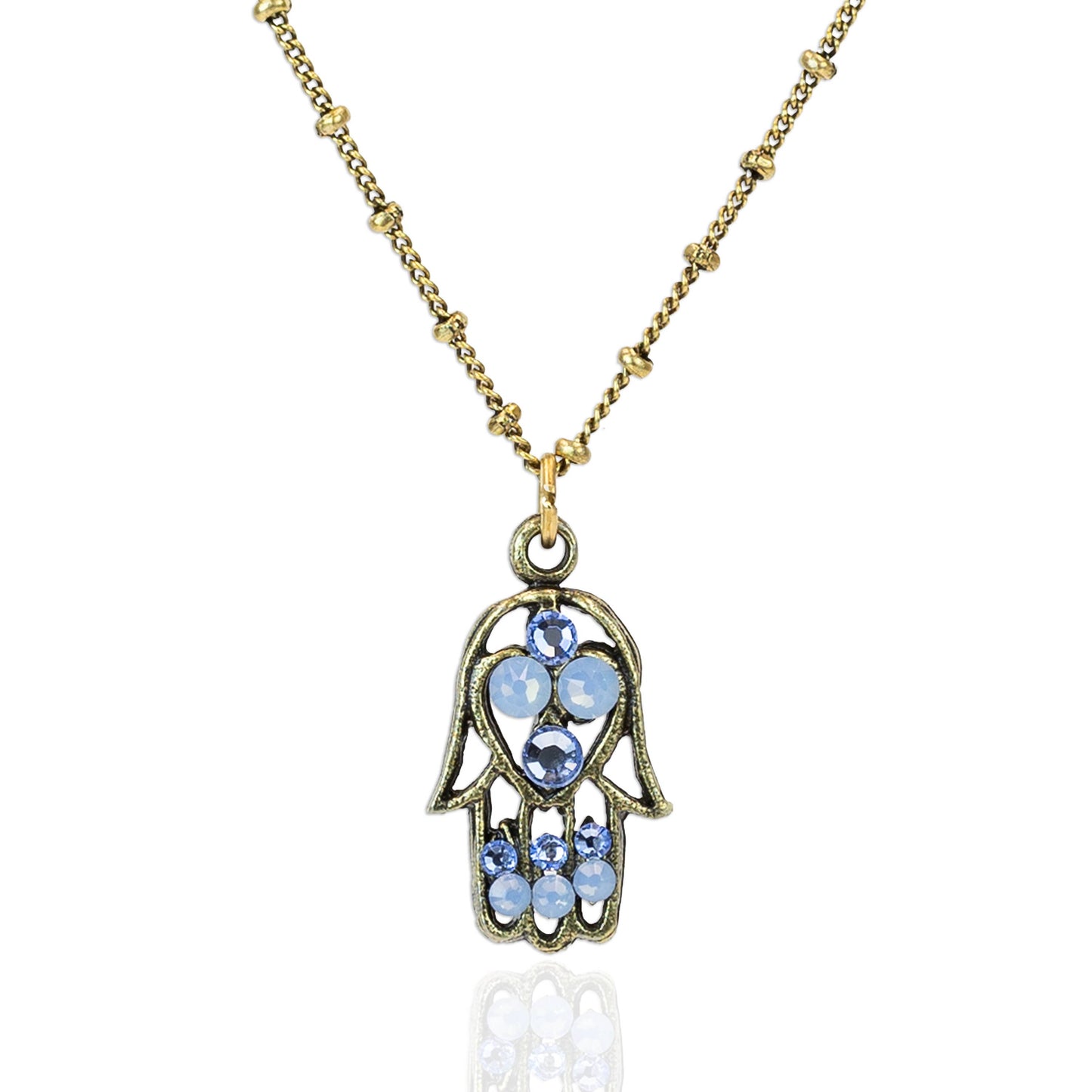 Hera Air Blue Opal Crystal Hamsa Charm Necklace
