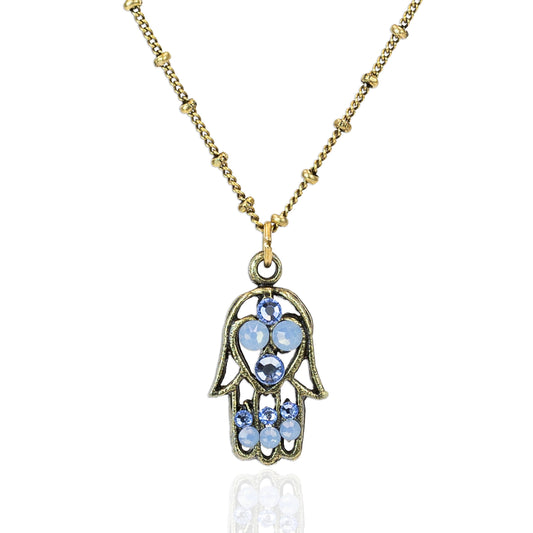 Hera Air Blue Opal Crystal Hamsa Charm Necklace