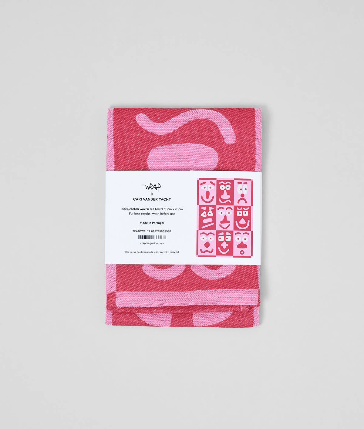 Faces Pink/Maroon | Cotton Tea Towel