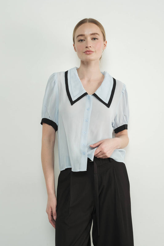 Contrast Edge Collar Blouse