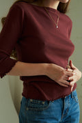 Ballet Pointelle Tee | Oxblood