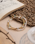 Morganite and Pearl Miyuki Stretch Bracelets | Set of 3
