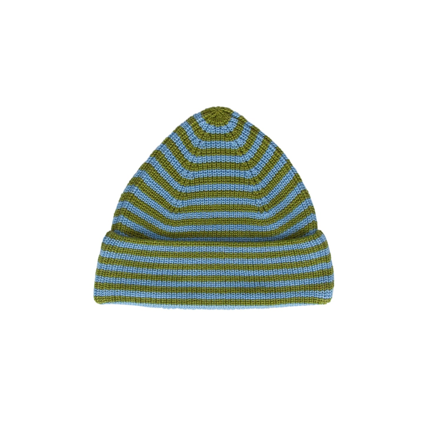 Berlin Merino Beanie | Green and Blue Stripe