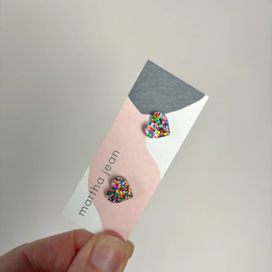 Heart Stud Earrings | Rainbow